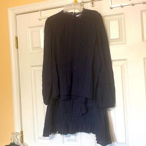 Time and Tru Women’s Lace Inset Puff Long Sleeve top with Matching Mini Skirt